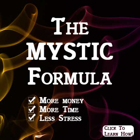 Mystic Formula banner ad for more money more time less stress